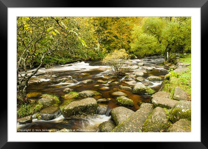 East Dart River at Dartmeet Dartmoor National Park Framed Mounted Print by Nick Jenkins