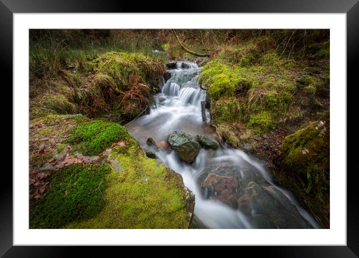 A mountain stream Framed Mounted Print by Leighton Collins