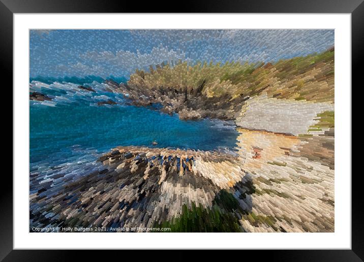 Cornish Cove's Abstract Panorama Framed Mounted Print by Holly Burgess