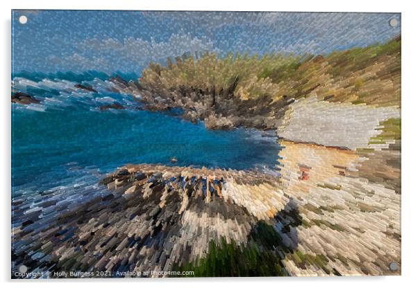 Cornish Cove's Abstract Panorama Acrylic by Holly Burgess