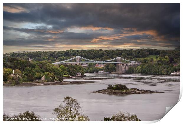 'Historic Telford's Bridge Over Serene Anglesey St Print by Holly Burgess