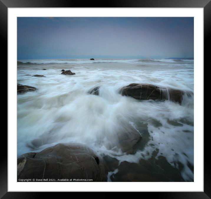 Rocky Sea Shore Foaming Water Framed Mounted Print by Dave Bell