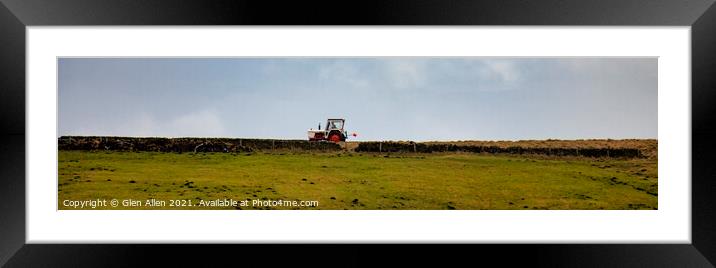 Tractor Panoramic Framed Mounted Print by Glen Allen