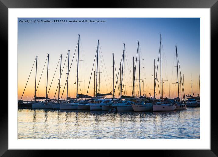 Naxos Harbour at Sunset Framed Mounted Print by Jo Sowden