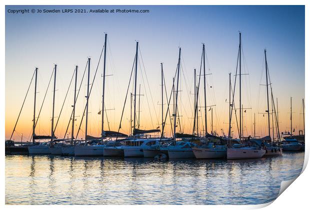 Naxos Harbour at Sunset Print by Jo Sowden