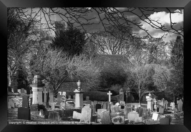 Cemetery Black and White Framed Print by Heather Sheldrick