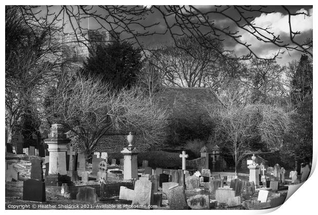 Cemetery Black and White Print by Heather Sheldrick