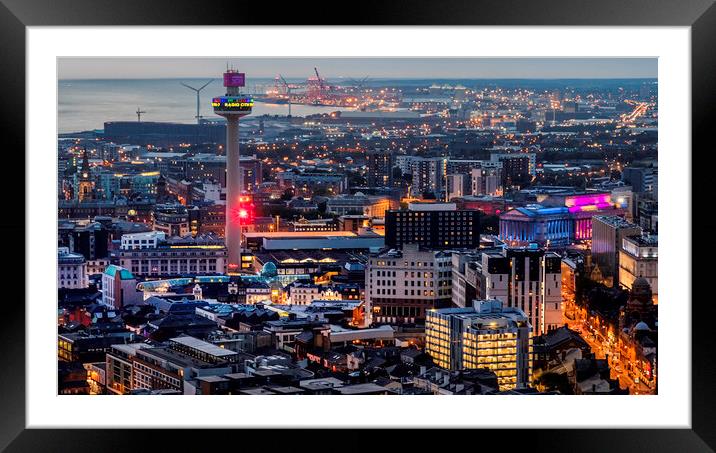 Liverpool city lights Framed Mounted Print by Kevin Elias