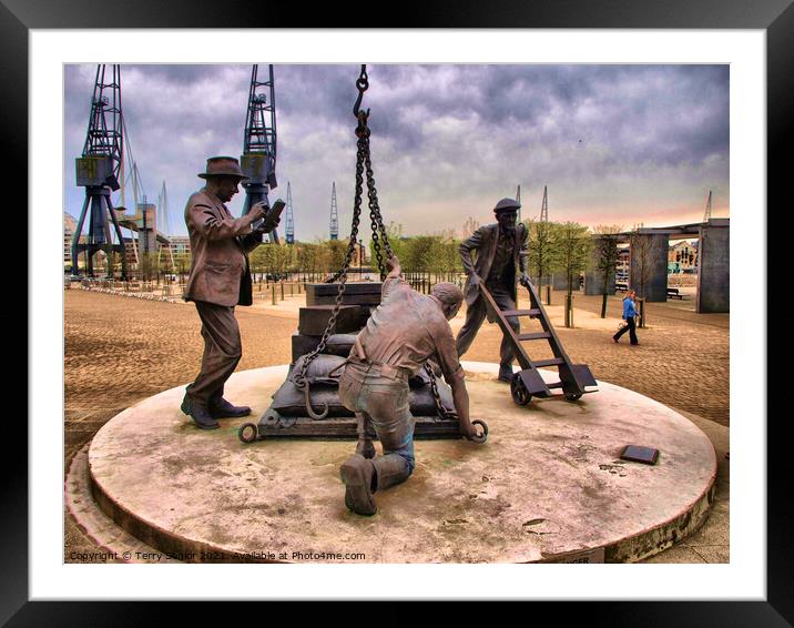 HDR image of The Dockers Sculpture ExCel, Royal Do Framed Mounted Print by Terry Senior