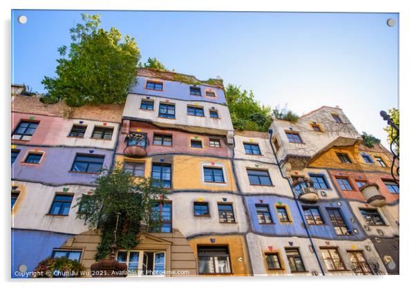 Hundertwasserhaus, an apartment house in Vienna, Austria Acrylic by Chun Ju Wu