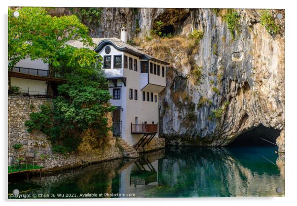 Blagaj Tekke and Buna River Spring in Mostar, Bosnia and Herzegovina Acrylic by Chun Ju Wu