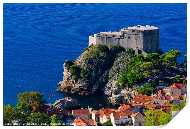 Fort Lovrijenac, a fortress by the western wall of the old city of Dubrovnik, Croatia Print by Chun Ju Wu