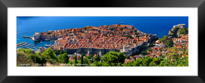 Panorama of the old town of Dubrovnik, Croatia Framed Mounted Print by Chun Ju Wu
