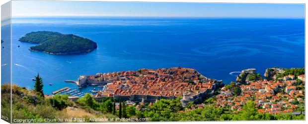 Panorama of the old city of Dubrovnik and Adriatic Sea Canvas Print by Chun Ju Wu