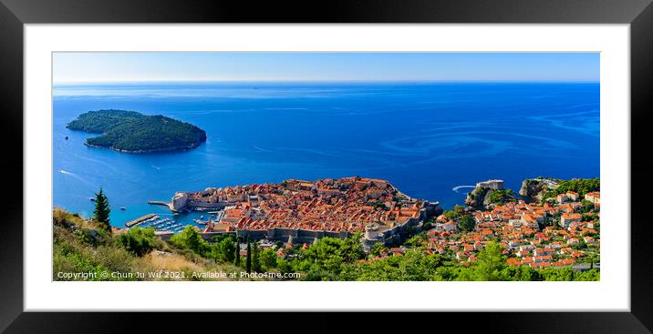 Panorama of the old city of Dubrovnik and Adriatic Sea Framed Mounted Print by Chun Ju Wu