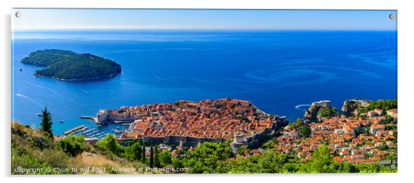 Panorama of the old city of Dubrovnik and Adriatic Sea Acrylic by Chun Ju Wu