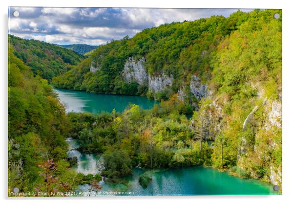 Lower lakes canyon of Plitvice Lakes National Park (Plitvička Jezera), a national park in Croatia Acrylic by Chun Ju Wu