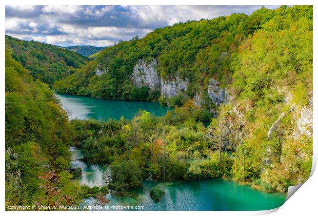 Lower lakes canyon of Plitvice Lakes National Park (Plitvička Jezera), a national park in Croatia Print by Chun Ju Wu