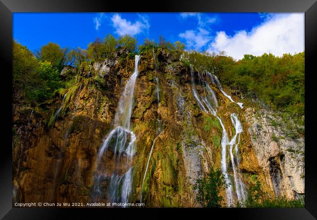 Great Waterfall at Lower Lakes, the highest waterfall in Plitvice Lakes National Park (Plitvička Jezera), Croatia Framed Print by Chun Ju Wu