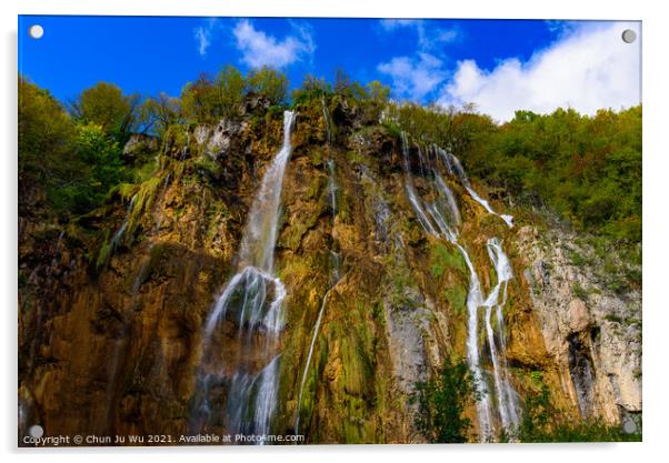 Great Waterfall at Lower Lakes, the highest waterfall in Plitvice Lakes National Park (Plitvička Jezera), Croatia Acrylic by Chun Ju Wu