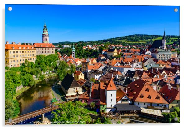 Panorama of Český Krumlov in the Czech Republic Acrylic by Chun Ju Wu
