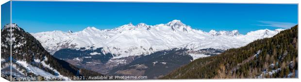Panorama of Mont Blanc in Savoie, France, the highest mountain in the Alps and in Europe west Canvas Print by Chun Ju Wu