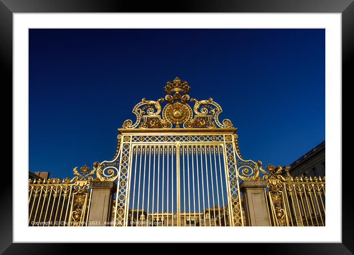 The golden gate of Palace of Versailles (Château de Versailles), Paris, France Framed Mounted Print by Chun Ju Wu