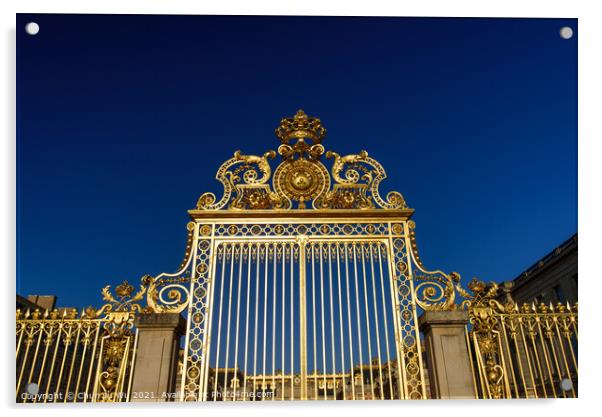 The golden gate of Palace of Versailles (Château de Versailles), Paris, France Acrylic by Chun Ju Wu