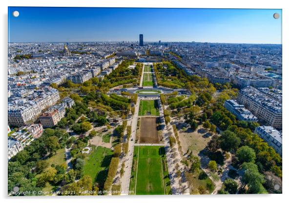 Aerial view of Champ de Mars Park from Eiffel Tower, Paris, France, Europe Acrylic by Chun Ju Wu
