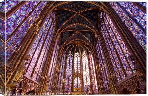Stained-glass windows of Upper Chapel of Sainte-Chapelle in Paris, France Canvas Print by Chun Ju Wu