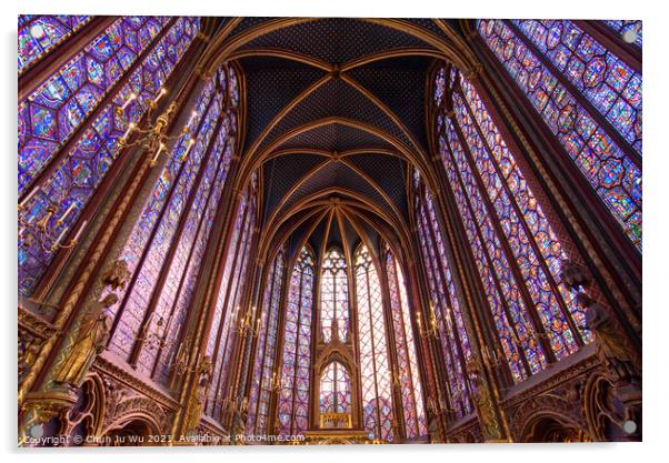 Stained-glass windows of Upper Chapel of Sainte-Chapelle in Paris, France Acrylic by Chun Ju Wu