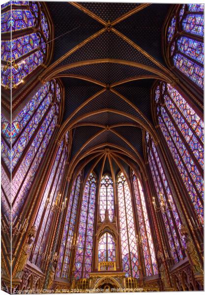 Stained-glass windows of Upper Chapel of Sainte-Chapelle in Paris, France Canvas Print by Chun Ju Wu
