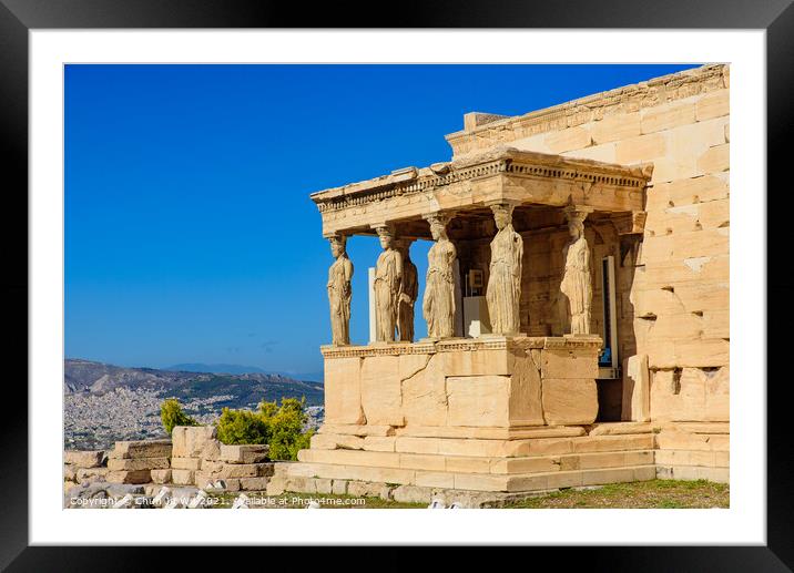 Porch of the Maidens, the porch of Erechtheion at Acropolis in Athens, Greece Framed Mounted Print by Chun Ju Wu