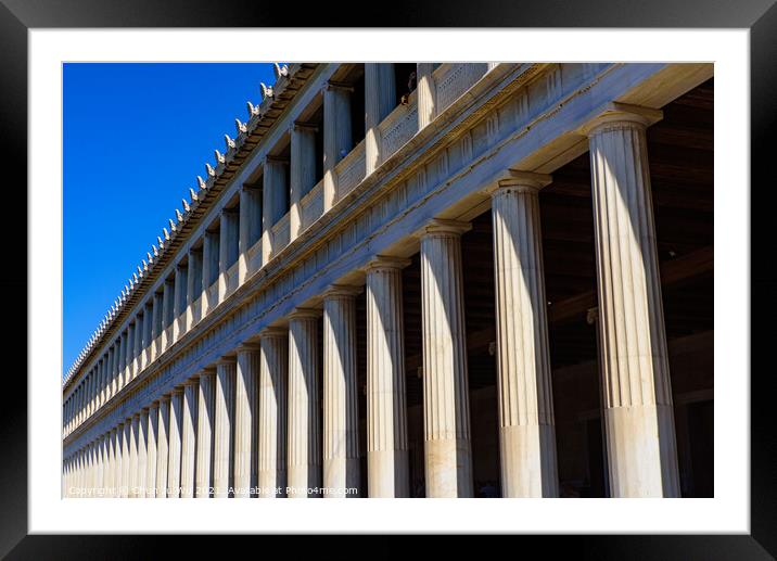 Stoa of Attalos at the Agora of Athens in Athens, Greece Framed Mounted Print by Chun Ju Wu
