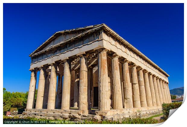 Temple of Hephaestus (Hephaisteion), a Greek temple at Agora of Athens in Athens, Greece Print by Chun Ju Wu