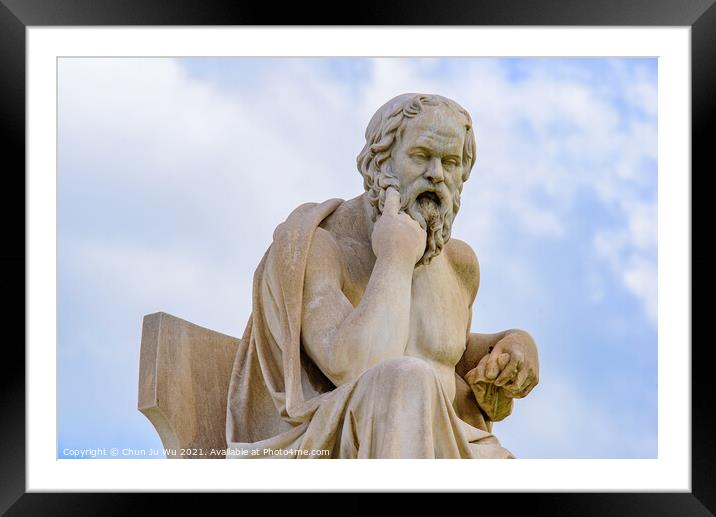 Statue of Socrates in front of Academy of Athens in Athens, Greece Framed Mounted Print by Chun Ju Wu