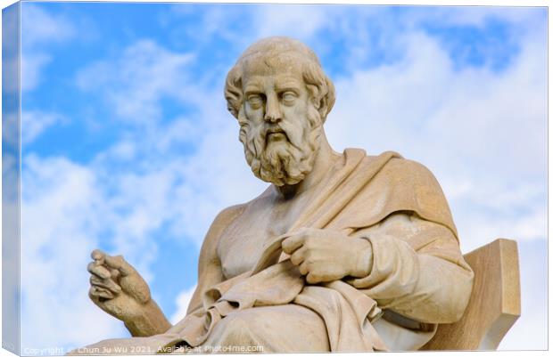 Statue of Plato in front of Academy of Athens in Athens, Greece Canvas Print by Chun Ju Wu