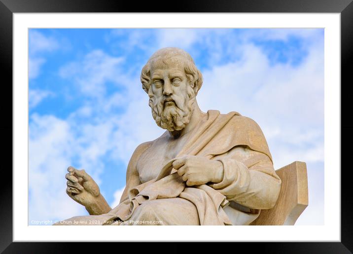 Statue of Plato in front of Academy of Athens in Athens, Greece Framed Mounted Print by Chun Ju Wu