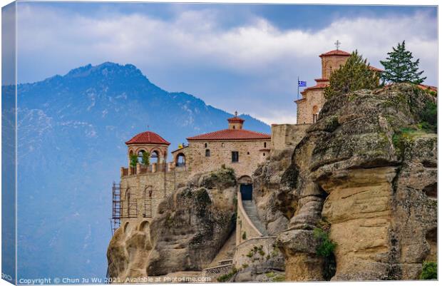 Monastery of Varlaam on the rock, the second largest Eastern Orthodox monastery in Meteora, Greece Canvas Print by Chun Ju Wu
