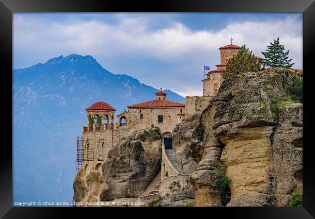 Monastery of Varlaam on the rock, the second largest Eastern Orthodox monastery in Meteora, Greece Framed Print by Chun Ju Wu