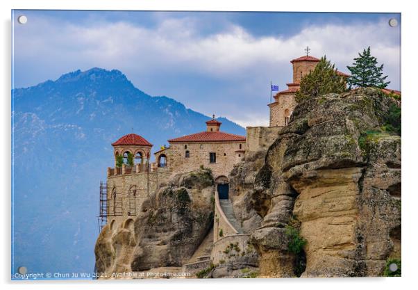Monastery of Varlaam on the rock, the second largest Eastern Orthodox monastery in Meteora, Greece Acrylic by Chun Ju Wu