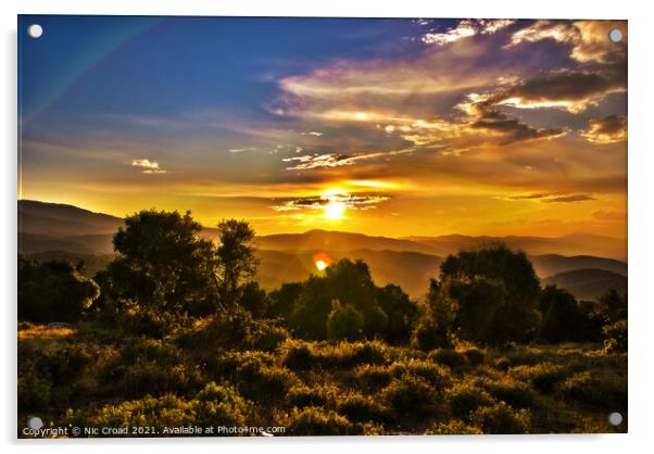 Mountain Sunset Acrylic by Nic Croad