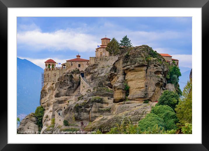 Monastery of Varlaam on the rock, the second largest Eastern Orthodox monastery in Meteora, Greece Framed Mounted Print by Chun Ju Wu