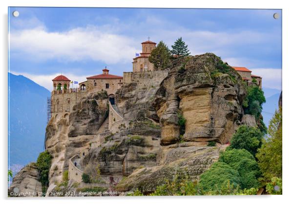 Monastery of Varlaam on the rock, the second largest Eastern Orthodox monastery in Meteora, Greece Acrylic by Chun Ju Wu