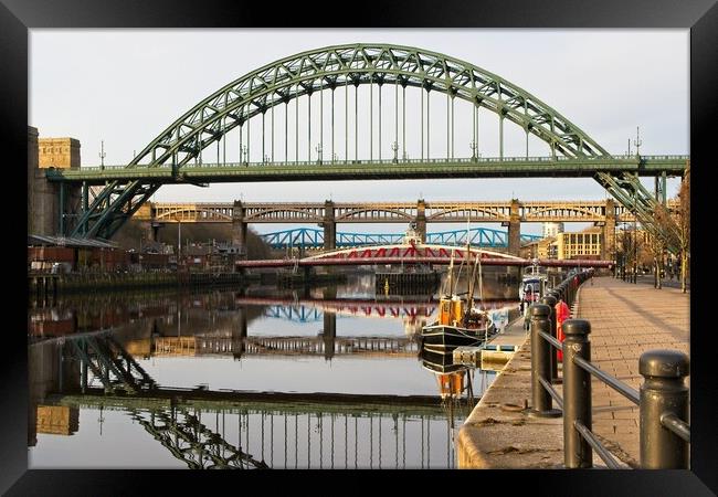 Tyne Bridges Reflections, Newcastle Framed Print by Rob Cole