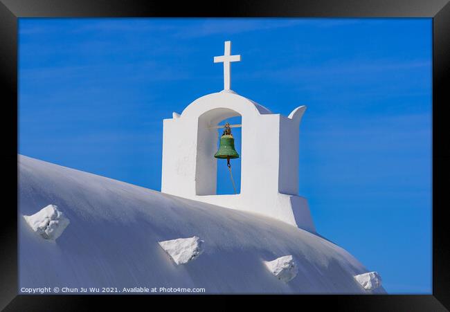 Bell tower in Oia, Santorini, Greece Framed Print by Chun Ju Wu