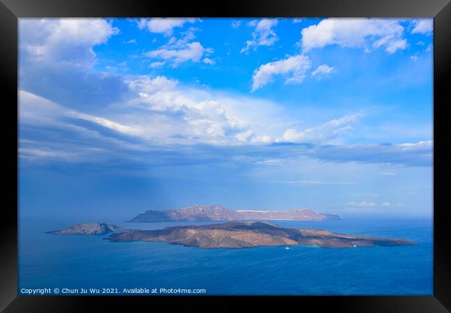 View of Aegean Sea from Santorini island, Greece Framed Print by Chun Ju Wu