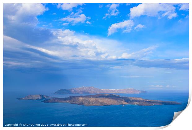 View of Aegean Sea from Santorini island, Greece Print by Chun Ju Wu