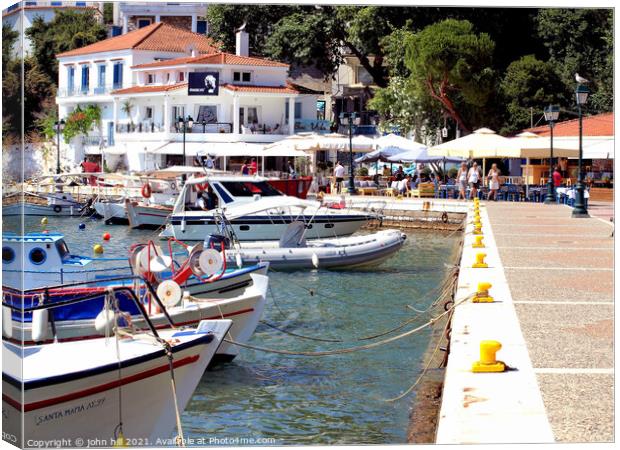 Old Port in Skiathos town in Greece. Canvas Print by john hill