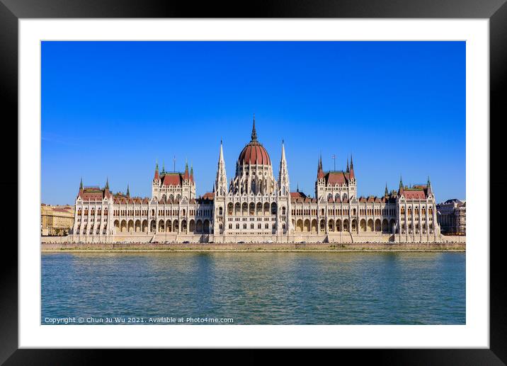 Hungarian Parliament Building on the banks of the Danube, Budapest, Hungary Framed Mounted Print by Chun Ju Wu